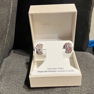 Sofia James New York Silver Plated Earrings W/Austrian Crystals